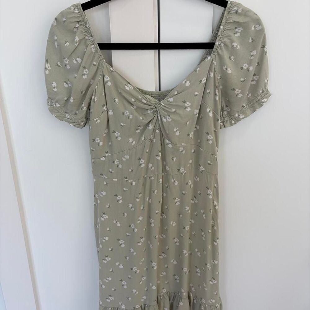 Hollister sage, green floral baby doll dress